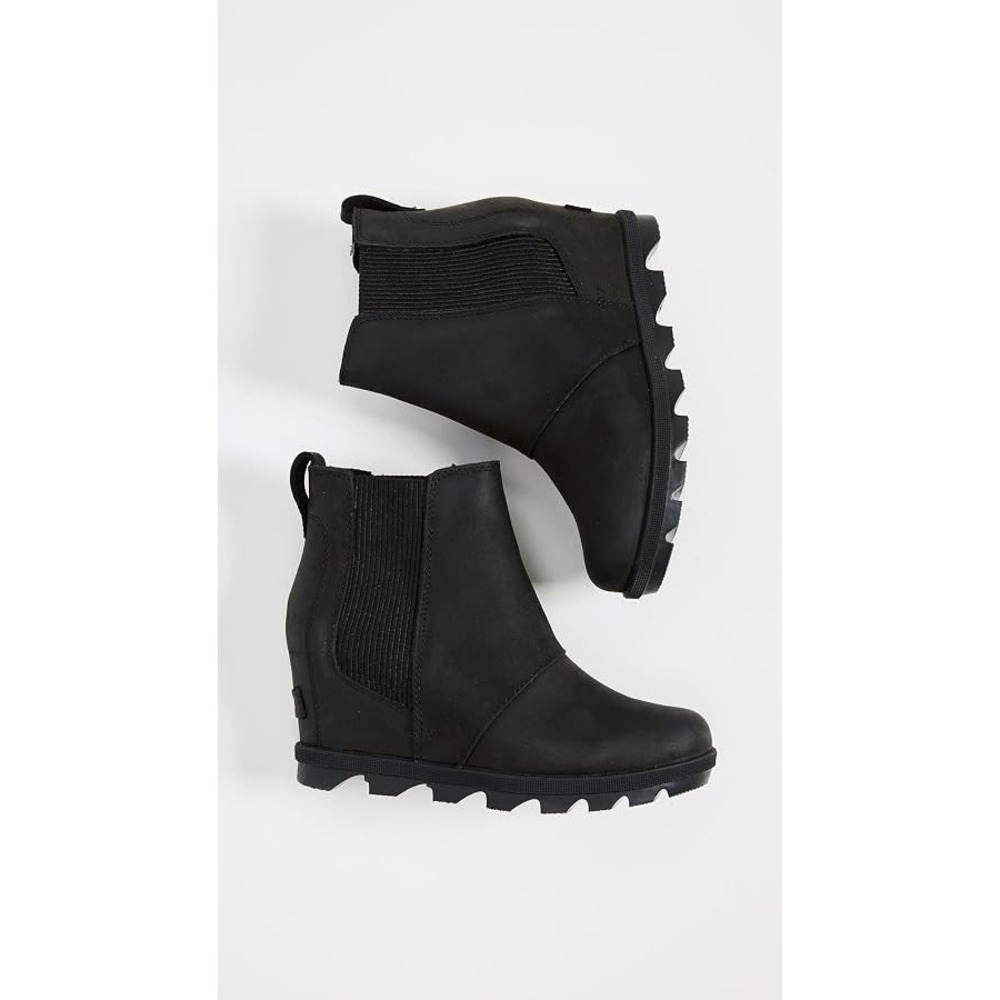Sorel Joan Rhapsody Chelsea Wedge Boots Black Waterproof Leather Womens 9 NL5320